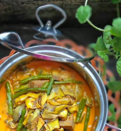 Gulai Jantung Pisang Terong dan Kacang Panjang