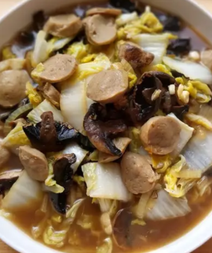 Tumis Jamur Shitake Bakso Sawi